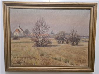 Landscape with church - Marius Mikkelsen