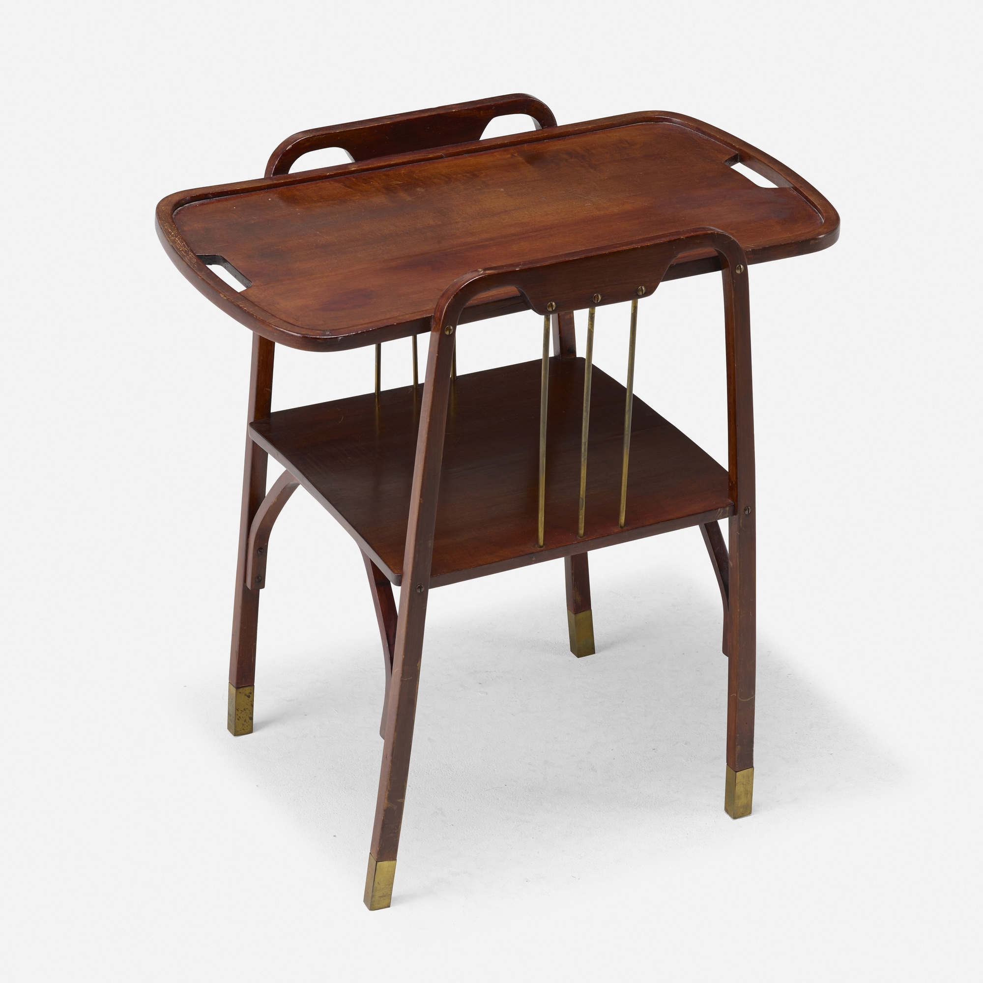 Artwork by Michael Thonet, Side table, Made of stained beech, brass