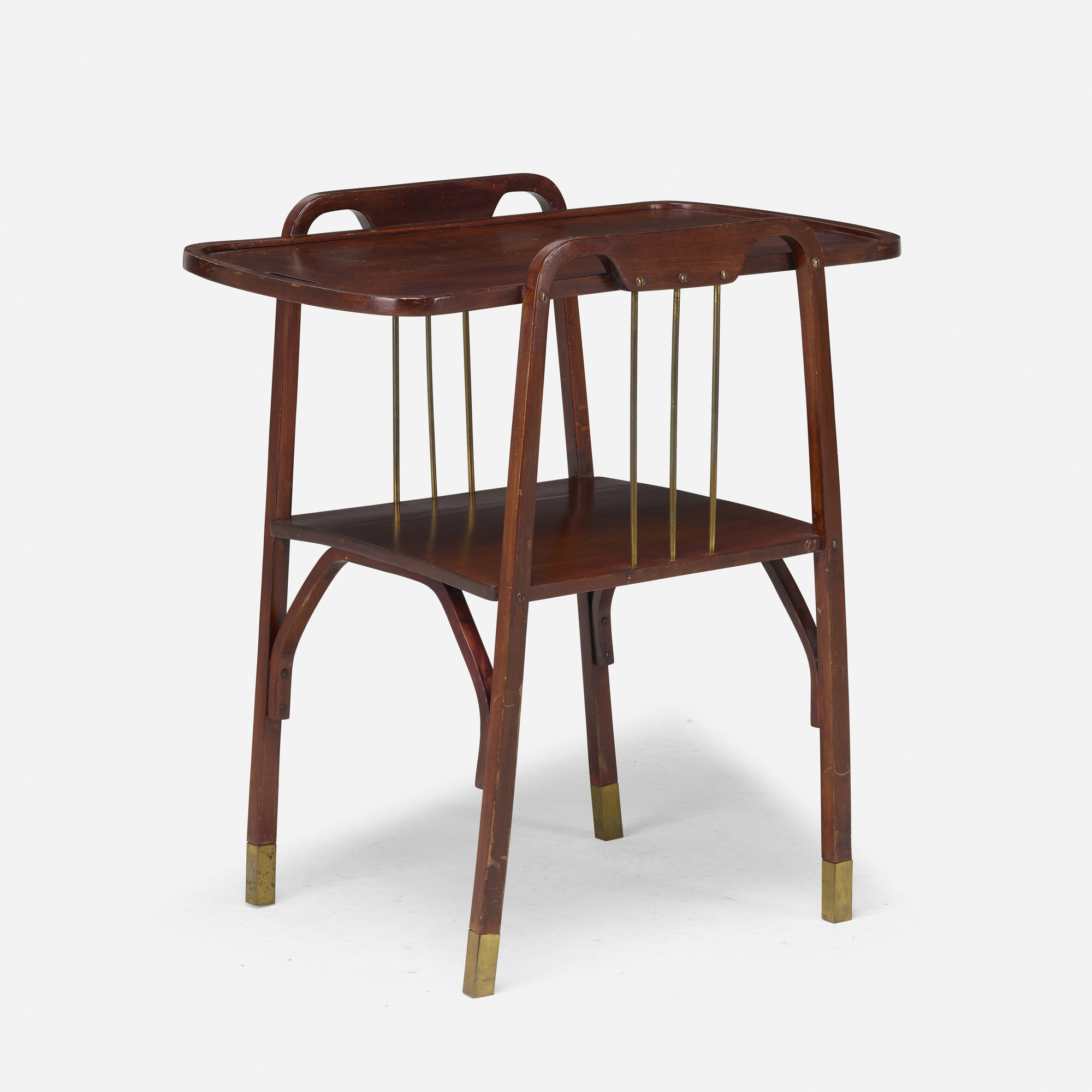Artwork by Michael Thonet, Side table, Made of stained beech, brass