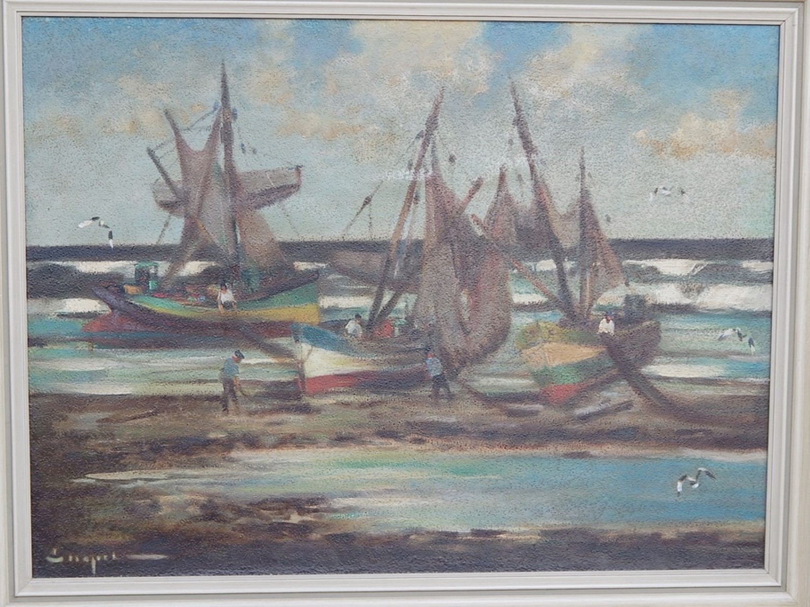 Artwork by Erich Stapel, Krabbenfischer, Made of Oil on hardboard