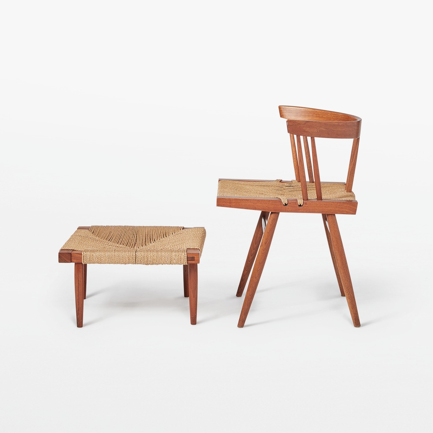 Nakashima Grass Seated Chair and Stool MutualArt