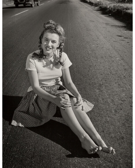 Artwork by Andre de Dienes, Norma Jeane (later Marilyn Monroe) in the Road, Made of Gelatin silver
