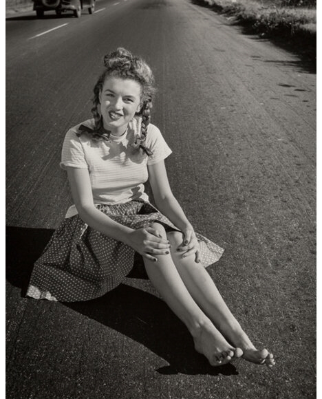 Norma Jeane (later Marilyn Monroe) in the Road by Andre de Dienes, 1945