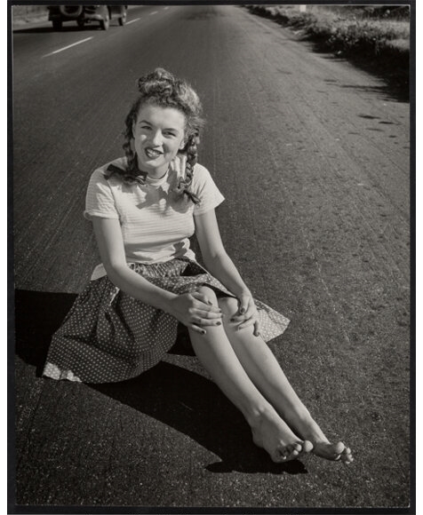 Artwork by Andre de Dienes, Norma Jeane (later Marilyn Monroe) in the Road, Made of Gelatin silver