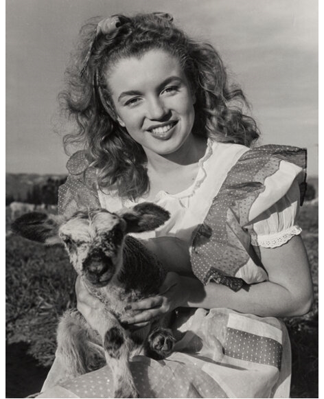 Norma Jeane (later Marilyn Monroe) with a Baby Goat by Andre de Dienes, 1945