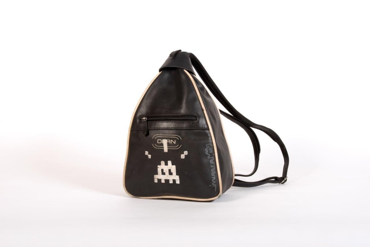 Space Invader | Black leatherette backpack (2002) | MutualArt
