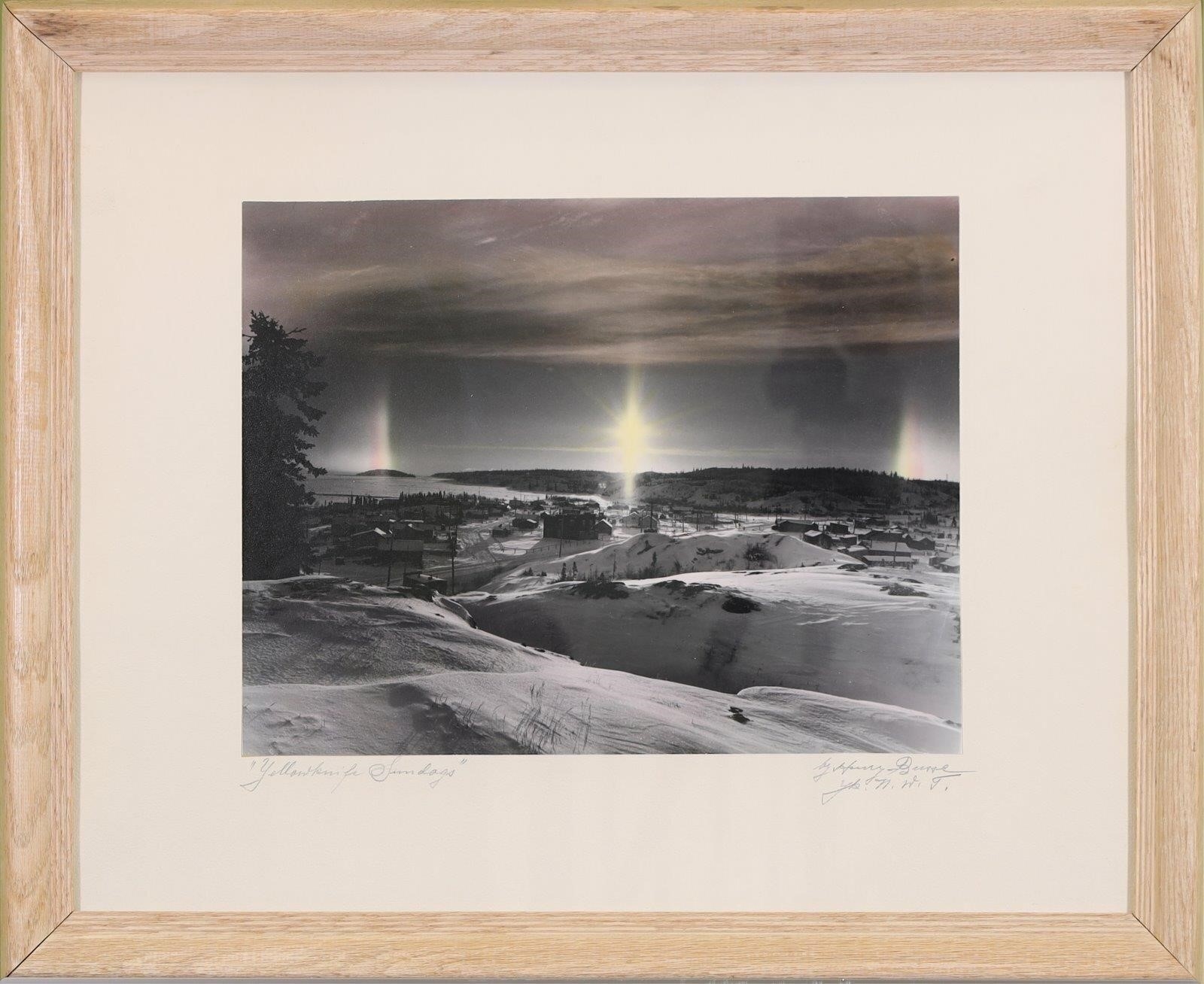 Artwork by Henry Busse, Yellowknife Sundogs, Made of VINTAGE N.W.T. HAND TINT PHOTOGRAPH