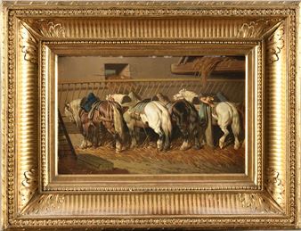 Horses at watering place - Théodore Fort