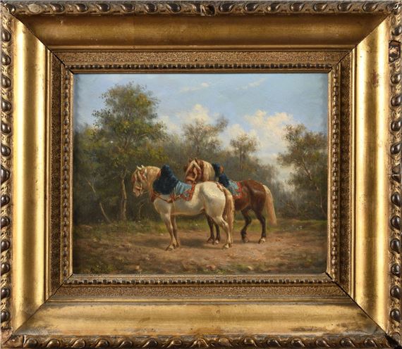Couple of horses by Auguste Sebastien Benard