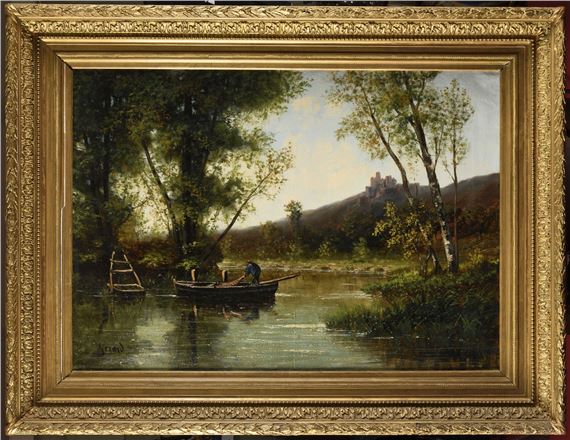 Fisherman in a boat by Henri Paul Gérard