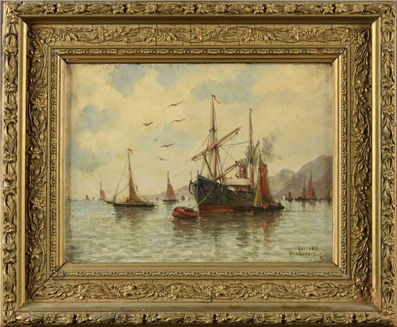 Ship in the port of Dunkirk by Leon Leclerc