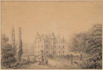 Count Christian Henrik Carl Moltke (1833–1918) with his family in the park at Lystrup - Theodor Zeltner