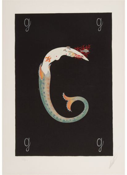 エルテ（Erte）の「アルファベットシリーズ」の「Letter W」※証明書あり エルテ（Erte）の「アルファベットシリーズ」の「Letter W」※証明書