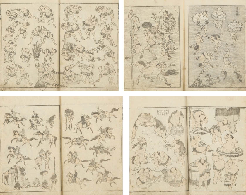 Artwork by Katsushika Hokusai, Hokusai Manga, vols. 3, 4, 6, 9, Made of woodcut