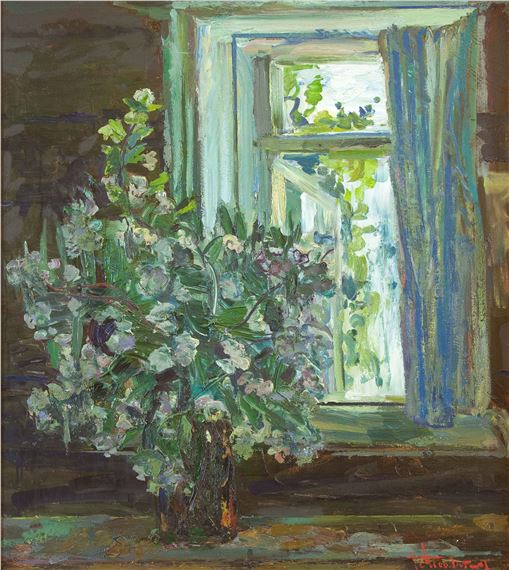 Jasmine blooms. by Georgiy Andreevich Sysilyatin, 1995