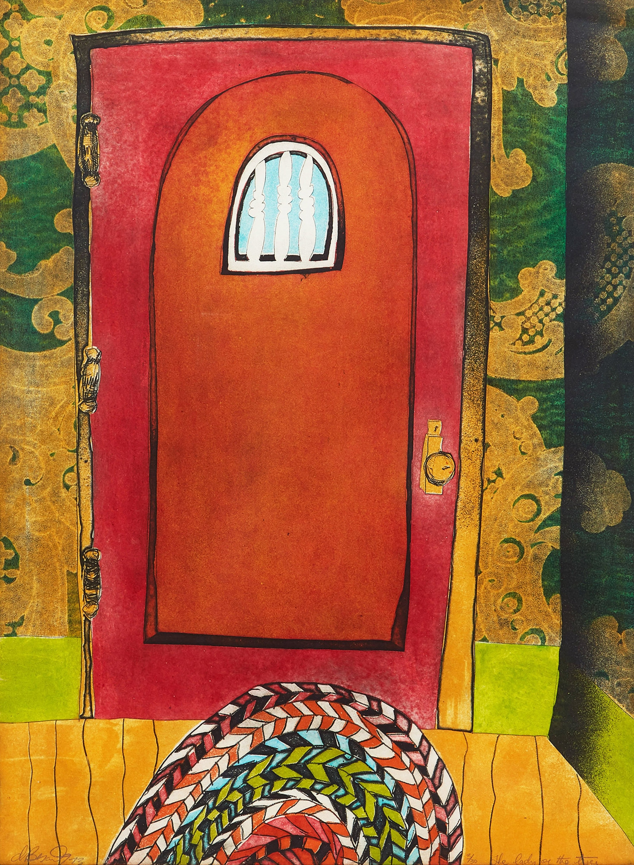 Artwork by Derek Besant, The Lady of the Tiger, Made of colour etching