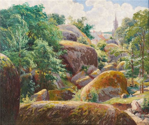 "Le clocher du village, vue du Chaos du Hualgoat" by Émile Vernon