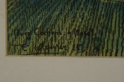 Artwork by Ernst Meurer, view of Cochem Castle on the Moselle, Made of gouache on paper