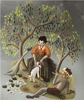 Pan, shepherdess and lamb, and Fountain with doves - Kay D'Arcy