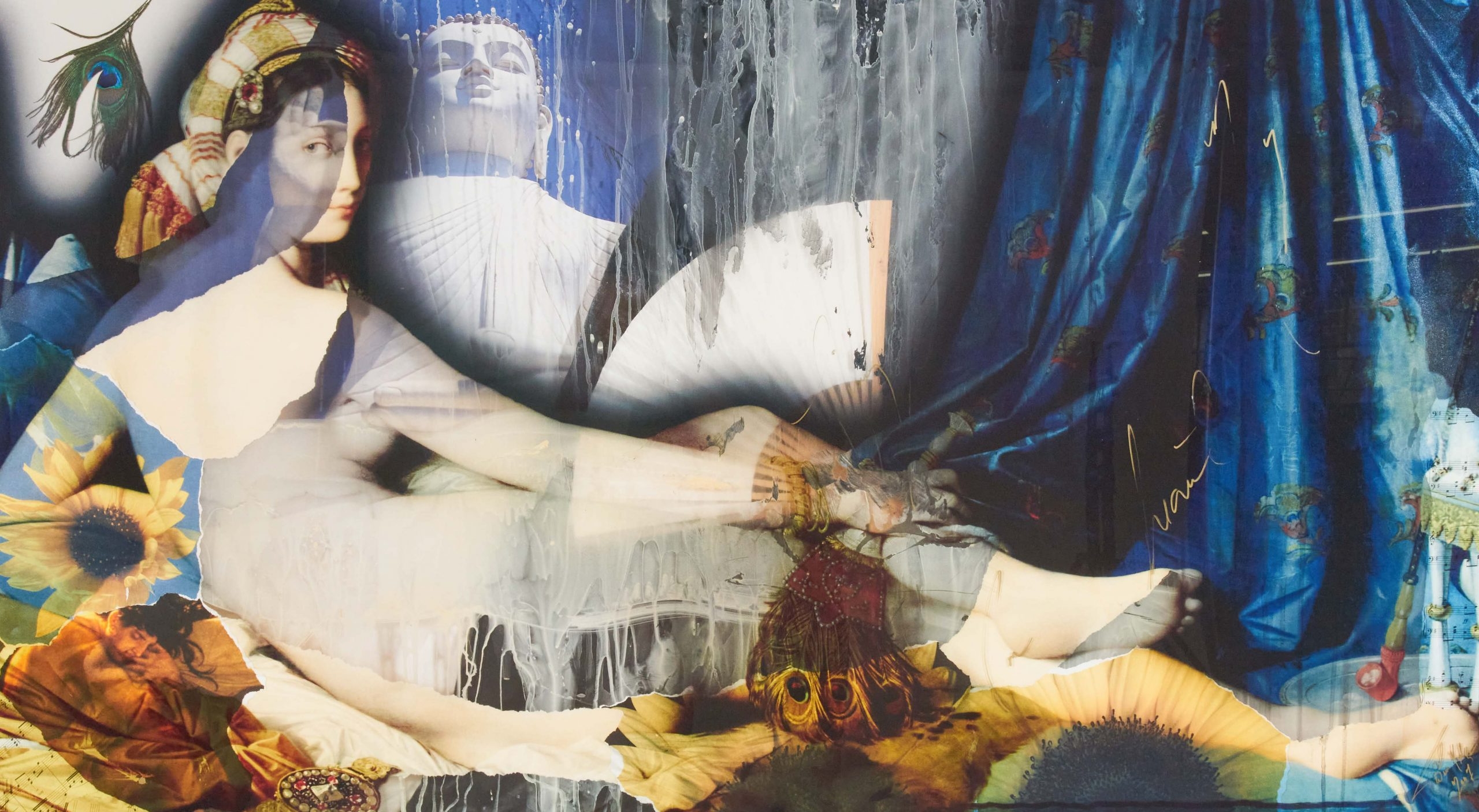 Artwork by Ingrid Dee Magidson, Buddhalisque, Made of mixed media, photograph, printed and painted acrylic