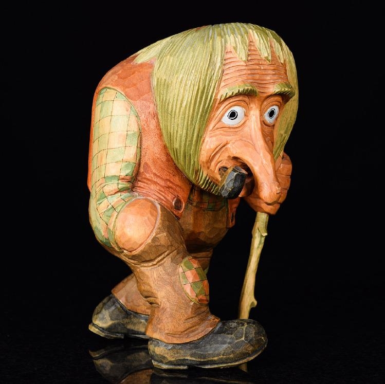 Artwork by Anton Sveen, Föreställande ett troll, Made of Wood
