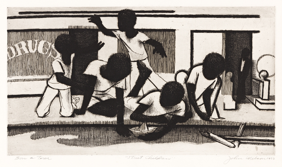 Artwork by John Woodrow Wilson, Street Children, Made of Etching