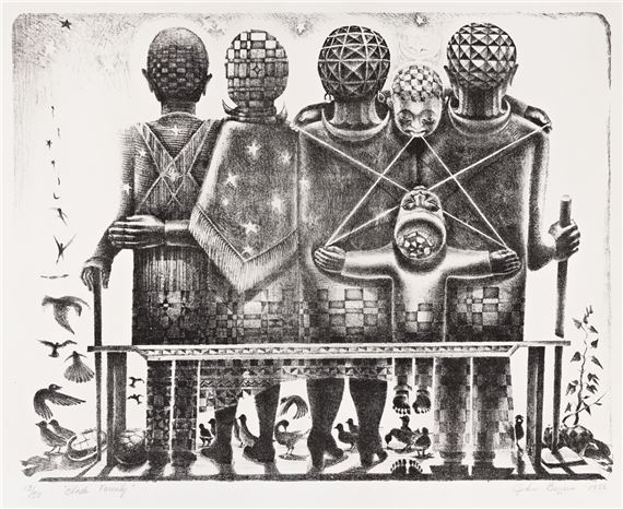 Black Family (Family of Six) by John Biggers, 1986