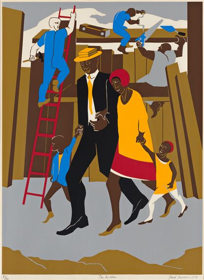 The Builders (The Family) by Jacob Lawrence, 1974
