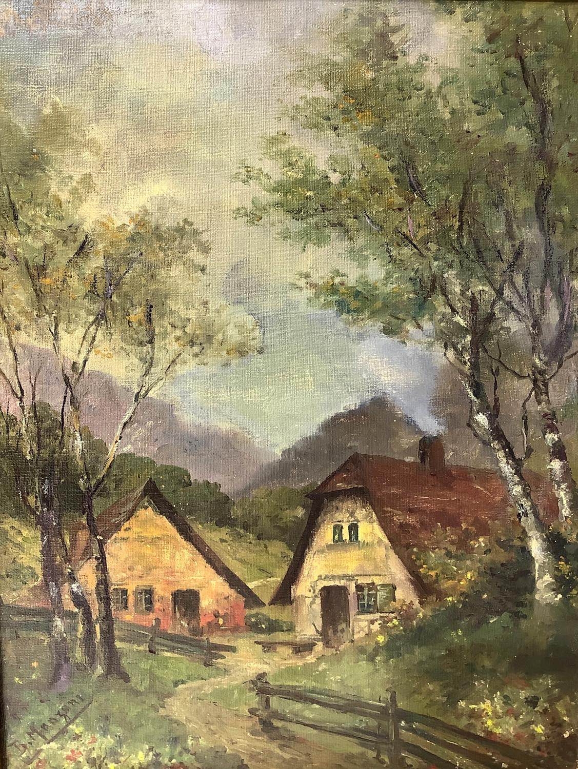 Artwork by Biagio Manzoni, Landscapes and houses, Made of Oil painting on canvas
