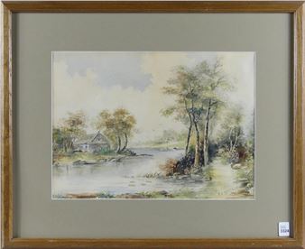 Untitled: Pioneer Home by the River - F. J. McClelland