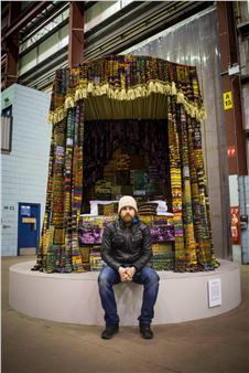 Galleries: Artist Creates Opulent Soft Furnishings with Begging Pleas from Homeless Friend’s Signs