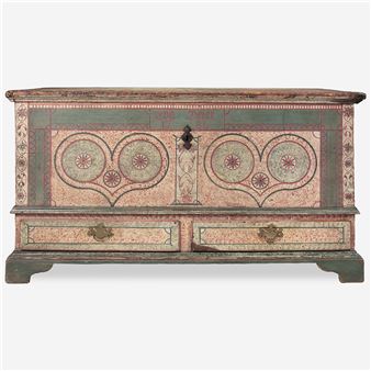 A painted and decorated poplar dower chest for Eva Beier (1767-1854) - John Bieber