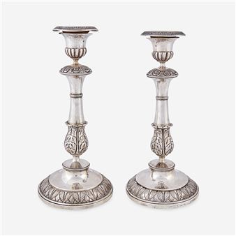 A pair of German Neoclassical silver candlesticks - Gottfried Koch