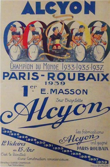 ALCYON. "World Champion 1933-1935-1937 Paris-Roubaix" by Petit Abel, 1939