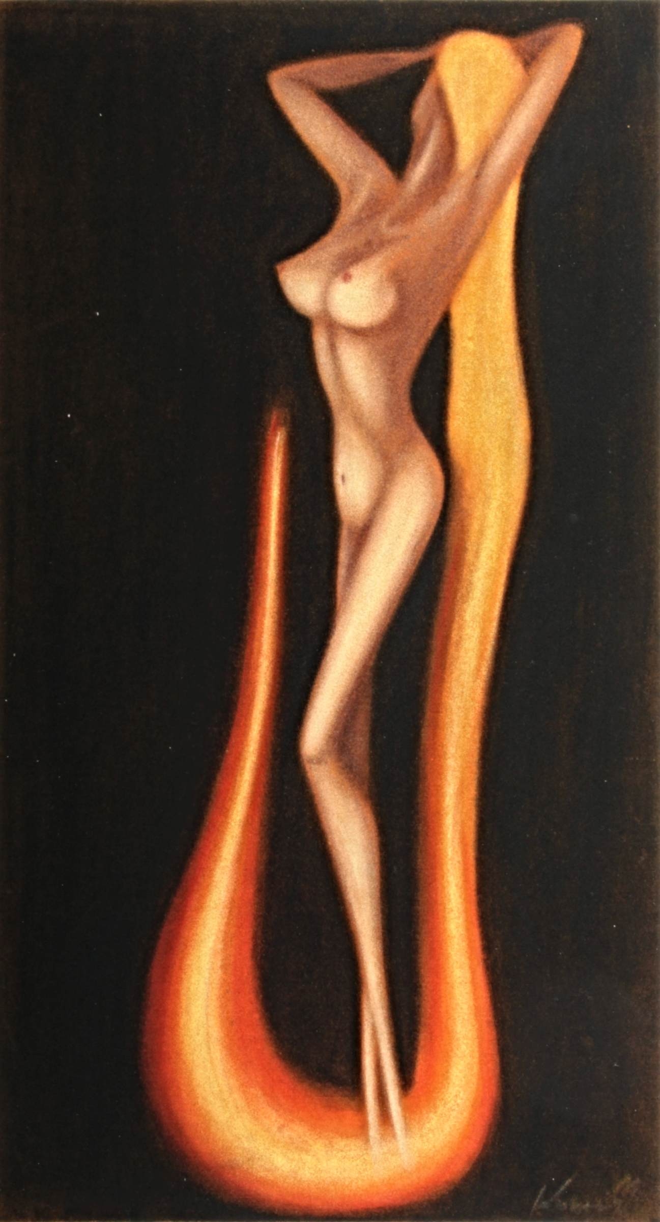 Artwork by Miloš Kurovský, Akt, Made of pastel on velor