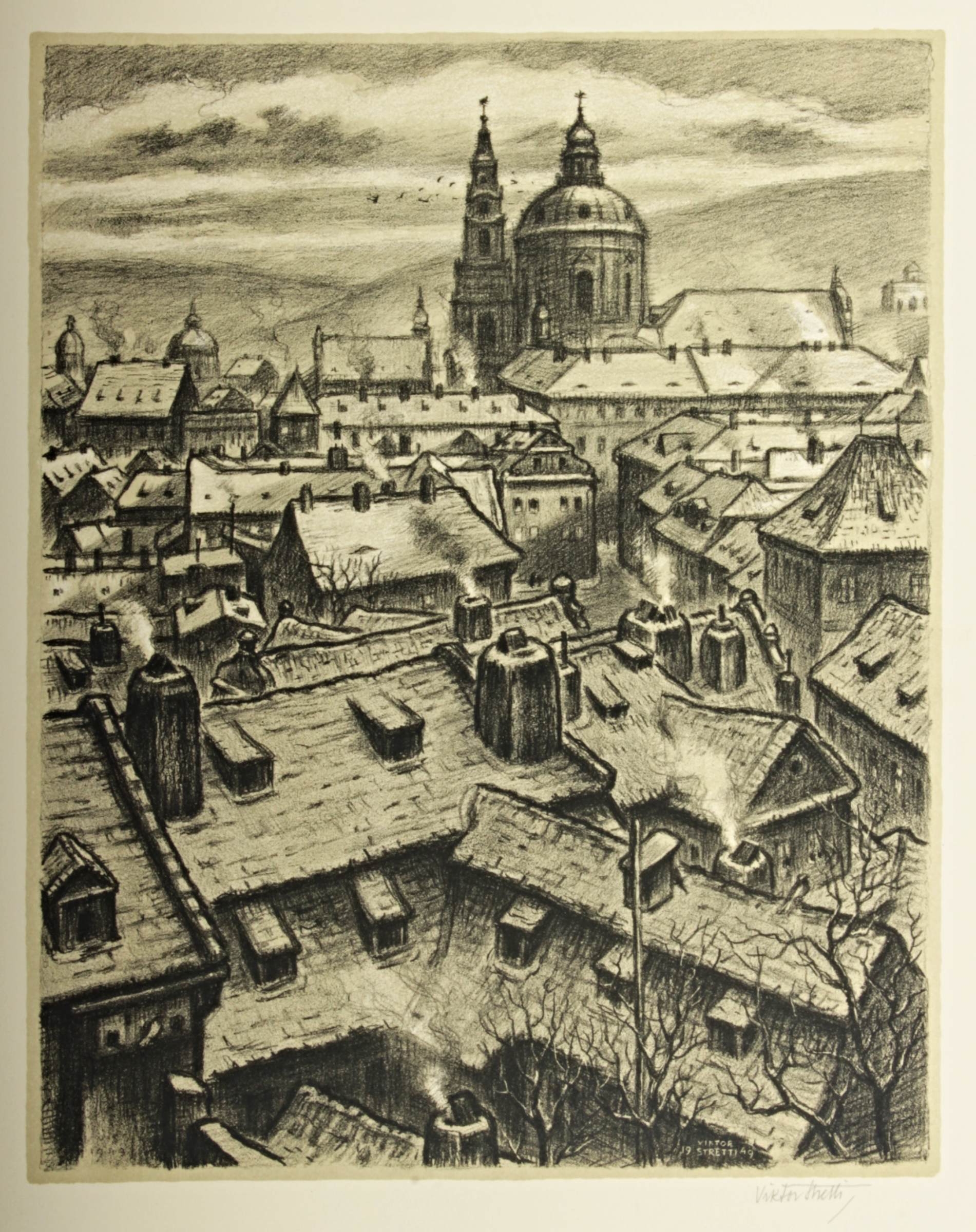 Pohled na Malou Stranu a kostel by Viktor Stretti, rok 1949