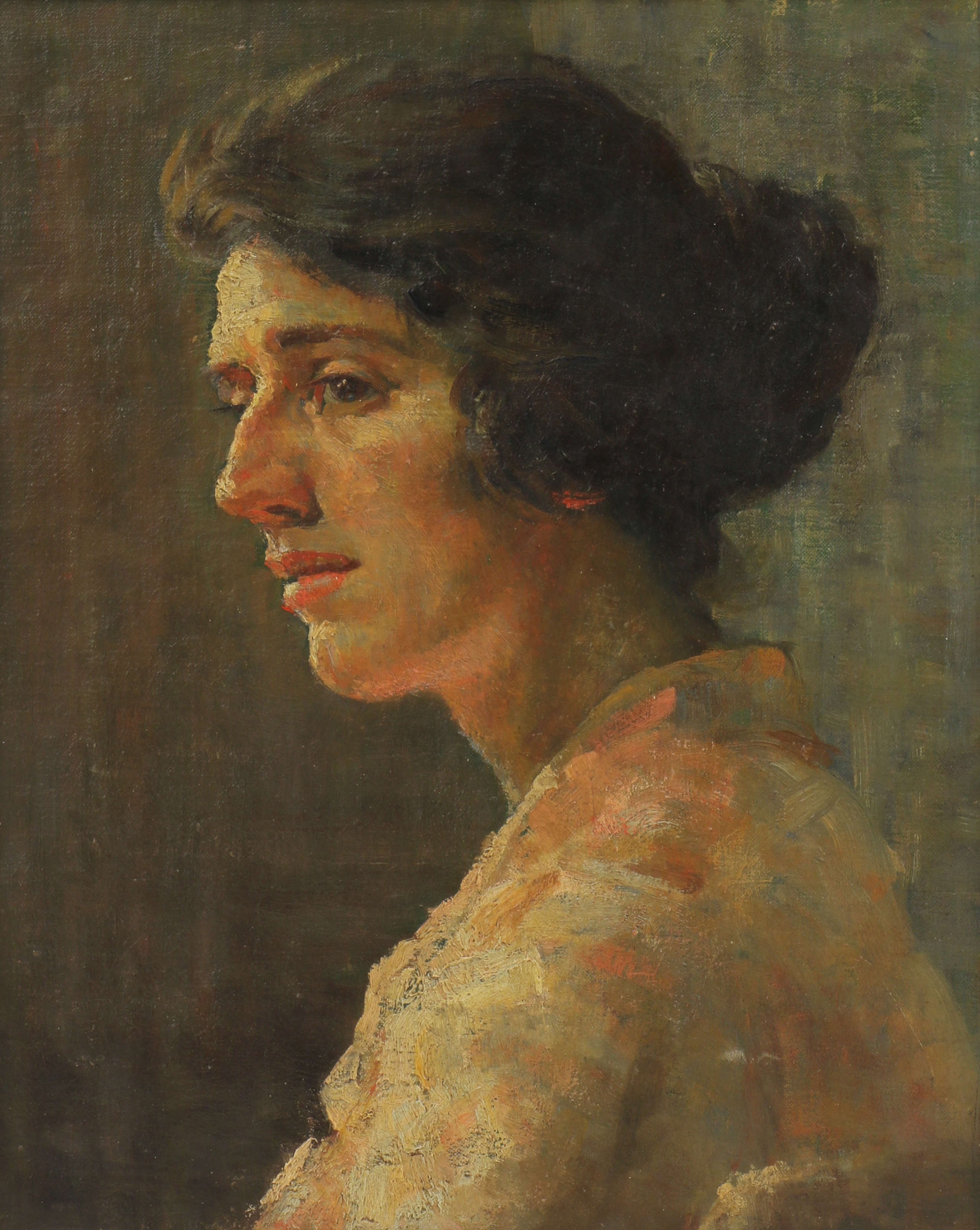 Artwork by Dame Laura Knight, Portrait of a young woman, Made of oil on canvas