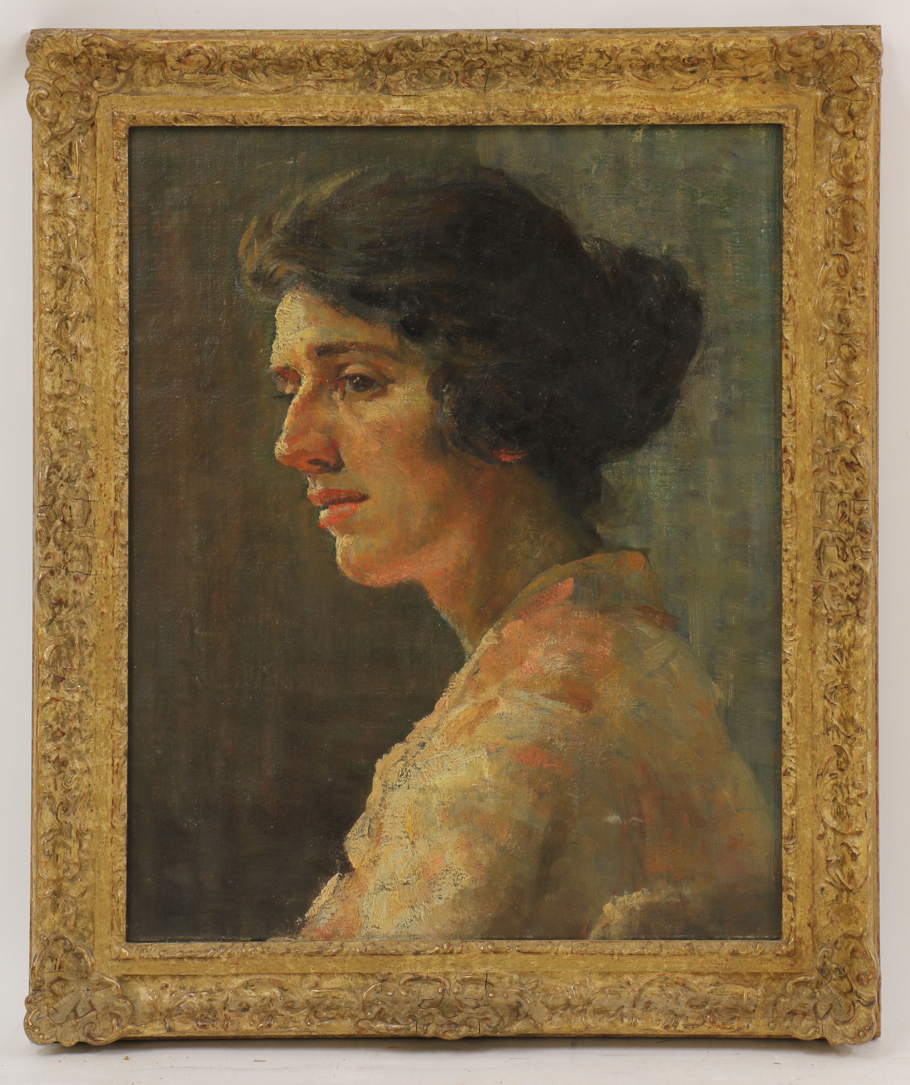 Artwork by Dame Laura Knight, Portrait of a young woman, Made of oil on canvas