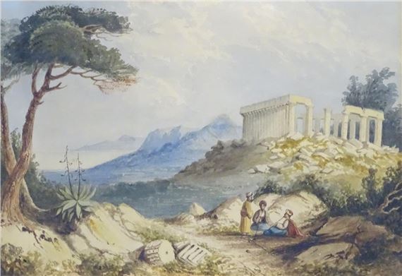 A Greek Landscape With Oriental Figures, Ancient Greek Landscape Paintings