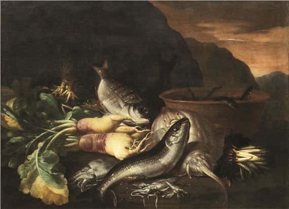 Neapolitan School, 17th Century | STILL LIFE WITH FISH AND ROOTS ...
