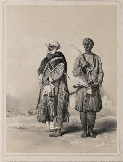 A ZEMINDAR OR FARMER OF THE UPPER PROVINCES AND A PUTHAN, A FAMOUS WRESTLER by Emily Eden, 1844