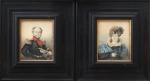 Portraits of Bernardus Johannes Cornelis Baron Dibbets (1782-1839) and his wife Julie Jeanette van Tengnagell - Gerrit Adrianus van Oosterhoudt