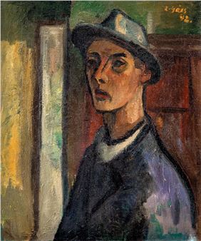 Self-portrait in a hat - György Gara