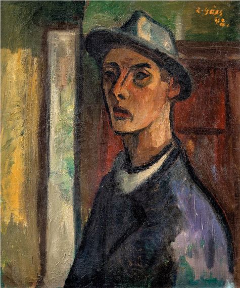 Self-portrait in a hat - György Gara
