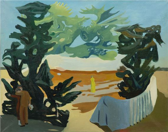 PERSONNAGES DANS UN PAYSAGE SURRÉALISTE by Lucien Coutaud, 1931