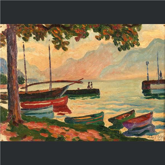 Barques sur le lac en Suisse by Henri Liénard de Saint-Délis, 1912