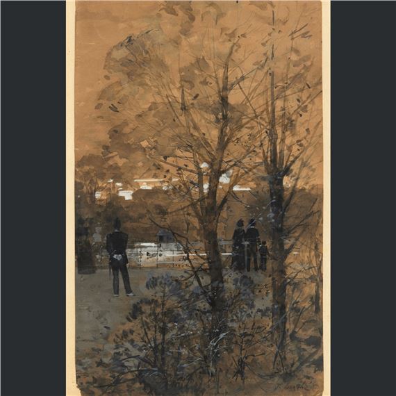 Personnages dans un parc