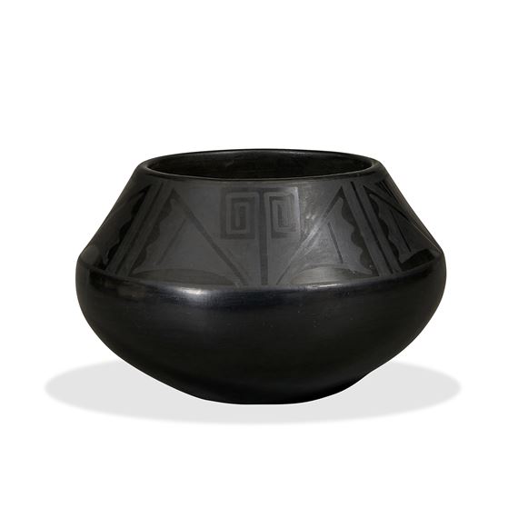 jar with stylized plant decoration by Maria Montoya Martinez, Julian Martinez