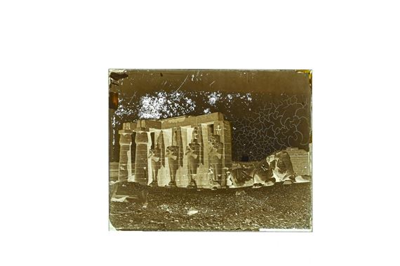 INVERTED STATUE OF SESOSTRIS AT THEBES - EGYPT by Félix Bonfils, 1867-1876