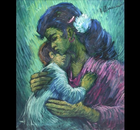 Artwork by Pere Clapera Argelaguer, "MATERNIDAD", Made of Oil on canvas